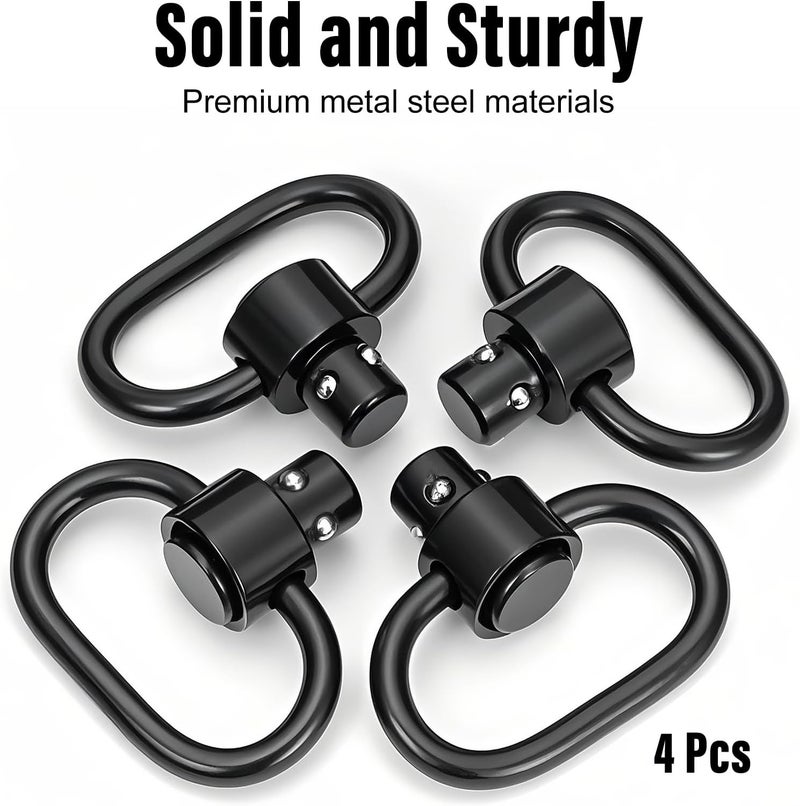 NEATABY Quick Detach Sling Swivel Attachments, Heavy Duty Button-Operated Mount, Two Point and Traditional Sling Swivel, Black - Image 3